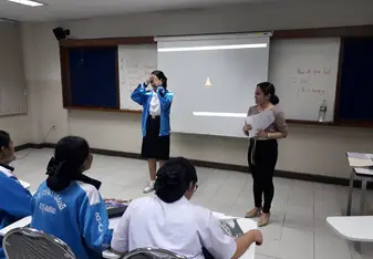 A student making a presentation
