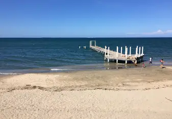 The tranquil, beautiful beach in Trujillo.  This beach is covered in shells and sea glass.