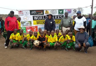 Mupinga Primary school, boys champion at the Great Limpopo Transfrontier Park Cultural Fair Conservation Tournament.