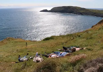 students on a hike at Cape Clear Island