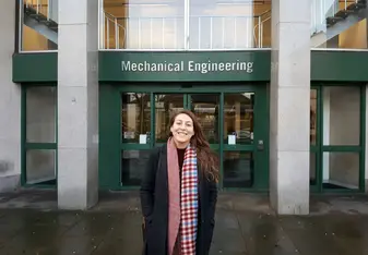 In front of the Mechanical Engineering Building at the University of Leeds