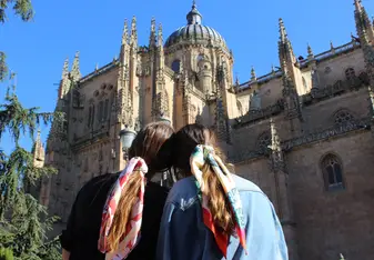 My friend Emily and I staring at the beauty of the Salamanca Cathedral