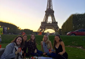 Students visiting the Eiffel Tower
