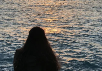 Enjoying the sunset in Cinque Terre, Italy