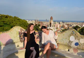 Photograph of study abroad students visiting Park Guell. 