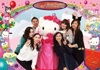 The international interns and I meet Hello Kitty