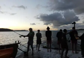 Sunset fishing off the Rock cruise in Bay of Islands.