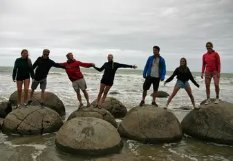 Moeraki Boulders with newly made friends