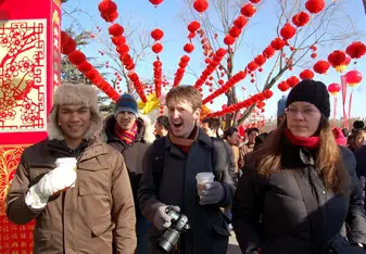 students at Chinese Spring Festival Market
