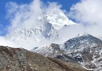 View of Ama Dablam in the clouds