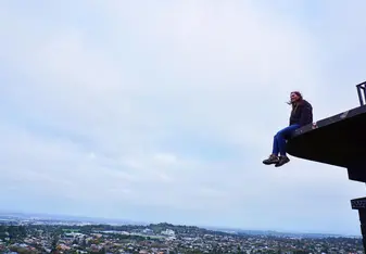 sitting on Mt. Eden high above Auckland
