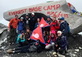 When our entire group summited base camp!