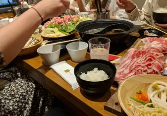 A small glimpse at a business lunch with co-workers and customers