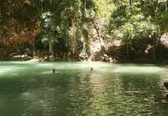 Swimming at Erawan Falls