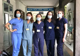 My volunteer friends and I on our last day at the hospital 