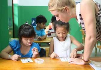 Teaching intern with young learners
