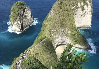 This was taken from the viewpoint at Kelingking beach. The hike down to the beach is wicked and so worth it! Wear good shoes for it!