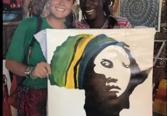 This is Andon, a local in the village of Kairo! He is an amazing artist, and I was able to paint this beautiful painting with him. It was a blast! Just one of many examples of ways you will get to connect with the people of Kairo.  