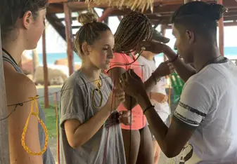 This is Felix - he is a Jiquilillo local who surfs & teaches surf lessons to volunteers. He also makes & sells bracelets to us! I asked how he makes them & without hesitation Felix dropped everything & hosted a mini bracelet making class for a few of us (: 