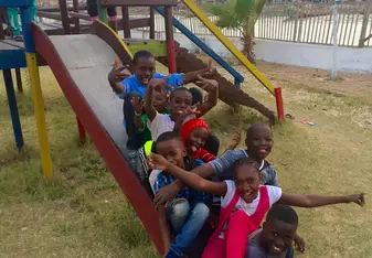 On Sundays I would visit the grandmother's house were all her children and grandchildren would spend the afternoon. Here we were on a playground with some of the kids :)