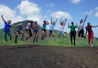 This is the group I traveled with - I will always consider them life long friends & huge parts in my adventures of pushing myself out of my comfort zone.  This picture specifically is all of us literally jumping for joy after completing our hike up Central America's most active volcano - Cerro Negro.