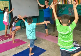 Me teaching the kids yoga 