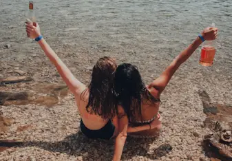 My friend and I enjoying ourselves in Croatia