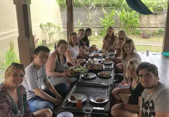 We prepared and enjoyed a traditional dish with our fellow travelers