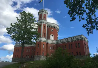 Castle looking building on island