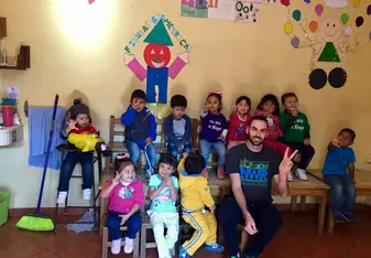 Me with the kids that I volunteered with in 2017 (my second time)