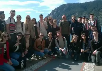Young group of students on excursion