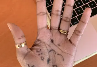 Faces drawn on hand