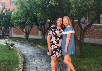 my roommate and I at the JFRC