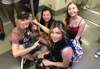 Taking the subway!