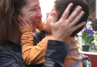 Strong connections can be made between the volunteers and the people the serve. Mary and Harold share a laugh and hug.