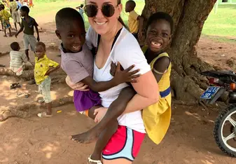 Playing with the kids before doing Malaria testing 