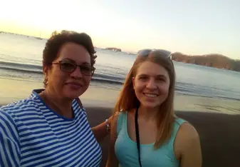 With my hostmom at the beach!