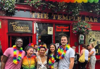 Pride in front of the Temple bar with the mates.