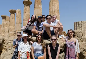 Group photo at the Valley of Temples in Agrigento 