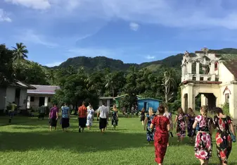 Our walk through the village to the school one morning.