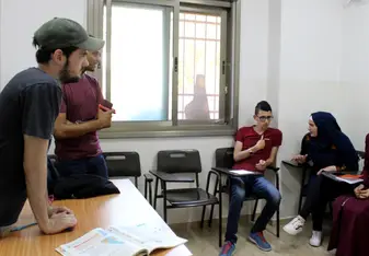 Me teaching English in a village near Hebron.