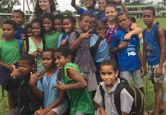 A picture with some of the kids from my class