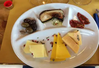 Wine tasting at the Gambino Winery also included a tasting of these beautiful Sicilian foods.