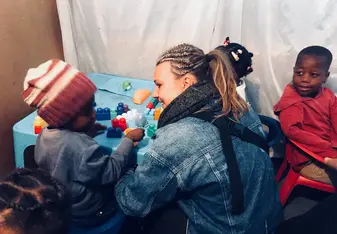 Helping the kids with art