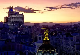 Beautiful view at Círculo de Bellas Artes. One of the most famous rooftops in Madrid 