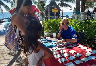 Our little community awareness stall set up for the 21st anniversary of Puerto Morelos Marine Park