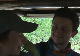 Making friends on the road! Meet Charlie the Chameleon!