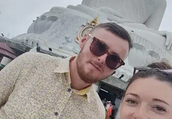 Acting the tourists at Big Buddha, Chalong, Phuket, Thailand