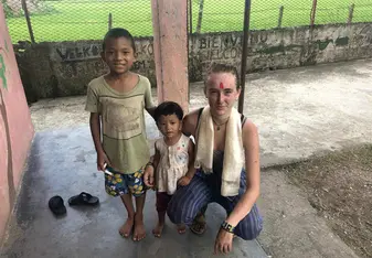 With the children from the orphanage