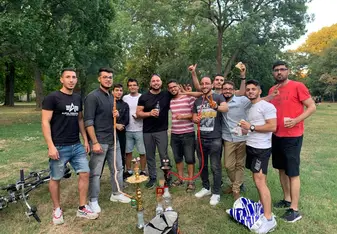 Some of the students at the BBQ
